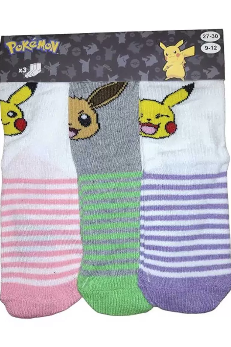 Pocket Monster Pokémon Til Børneværelset-3 Par Pokemon Stromper Med Eevee Og Pikachu A