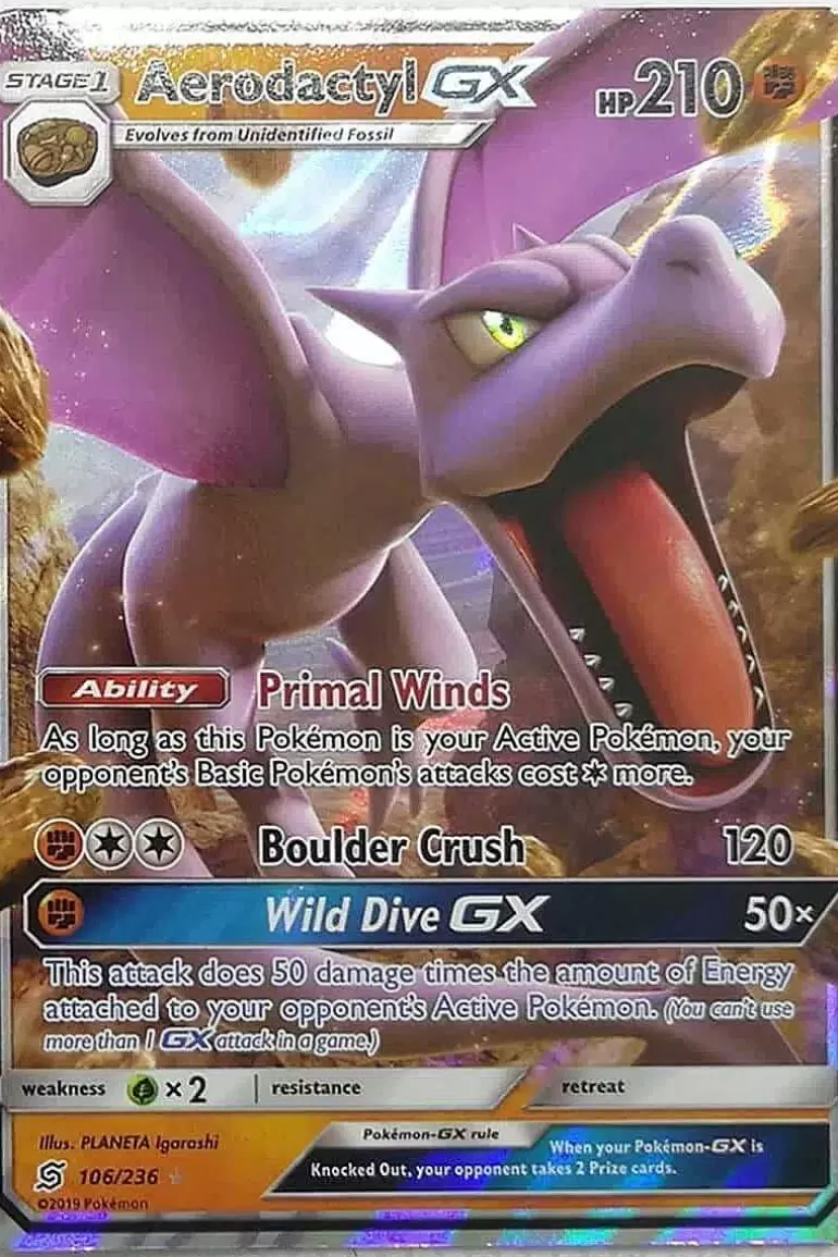 Pocket Monster Pokémon Kort-Aerodactyl Gx 106/236