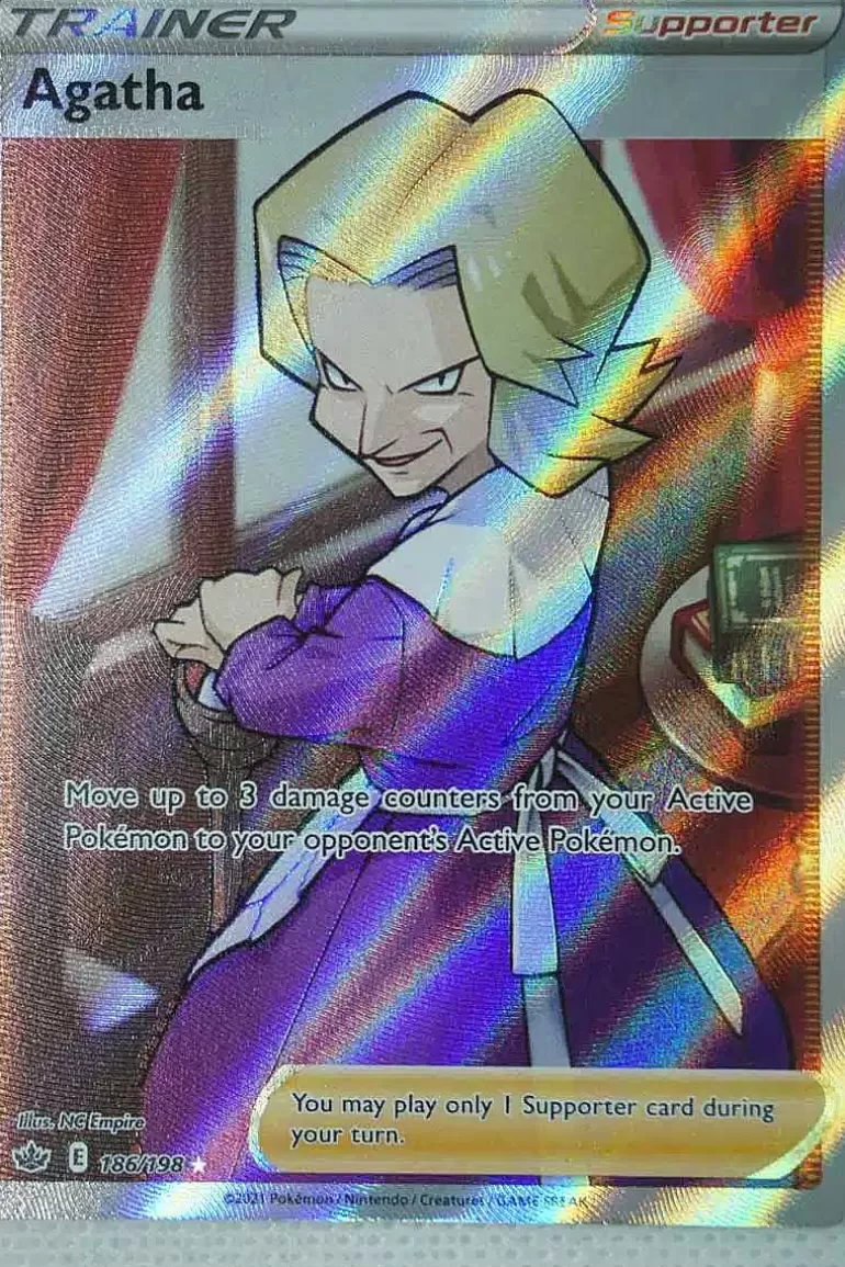 Pocket Monster Pokémon Kort-Agatha 186/198 Full Art