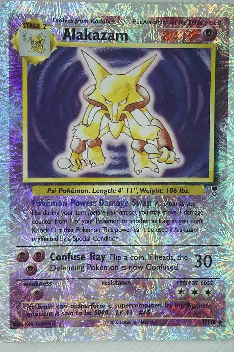 Pocket Monster Pokémon Kort-Alakazam 1/110 Special Holo Edition Brugt