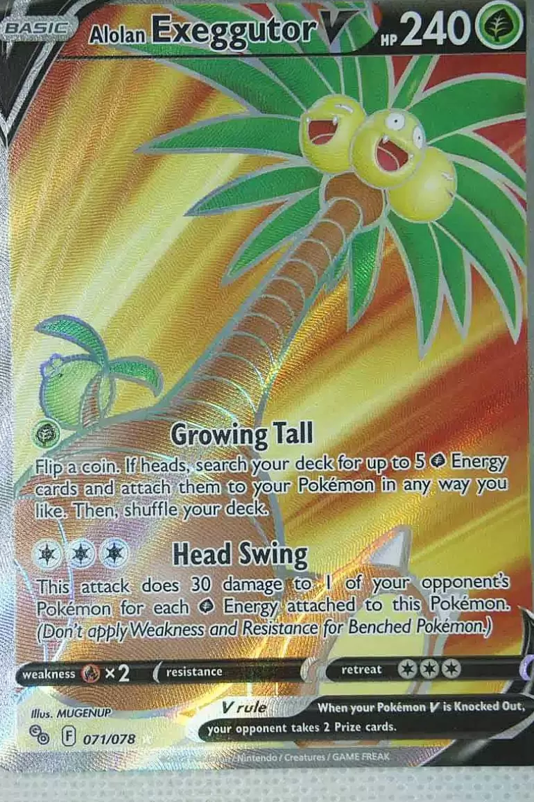 Pocket Monster Pokémon Kort-Alolan Exeggutor V 071/078 Full Art