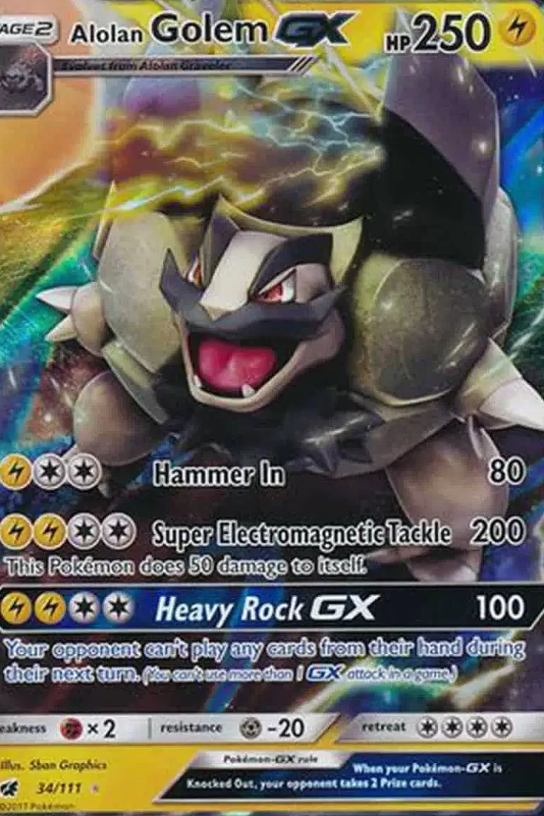 Pocket Monster Pokémon Kort-Alolan Golem Gx 34/111