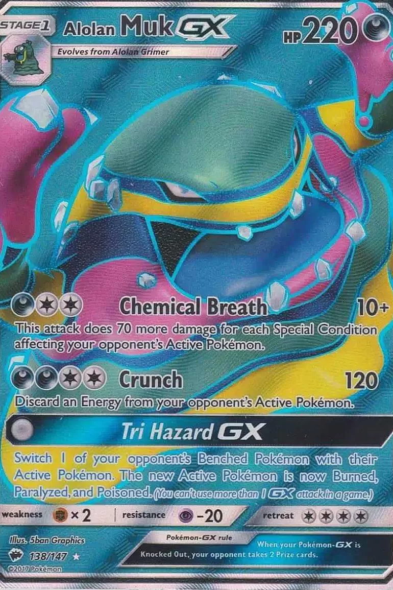 Pocket Monster Pokémon Kort-Alolan Muk Gx Full Art 138/147