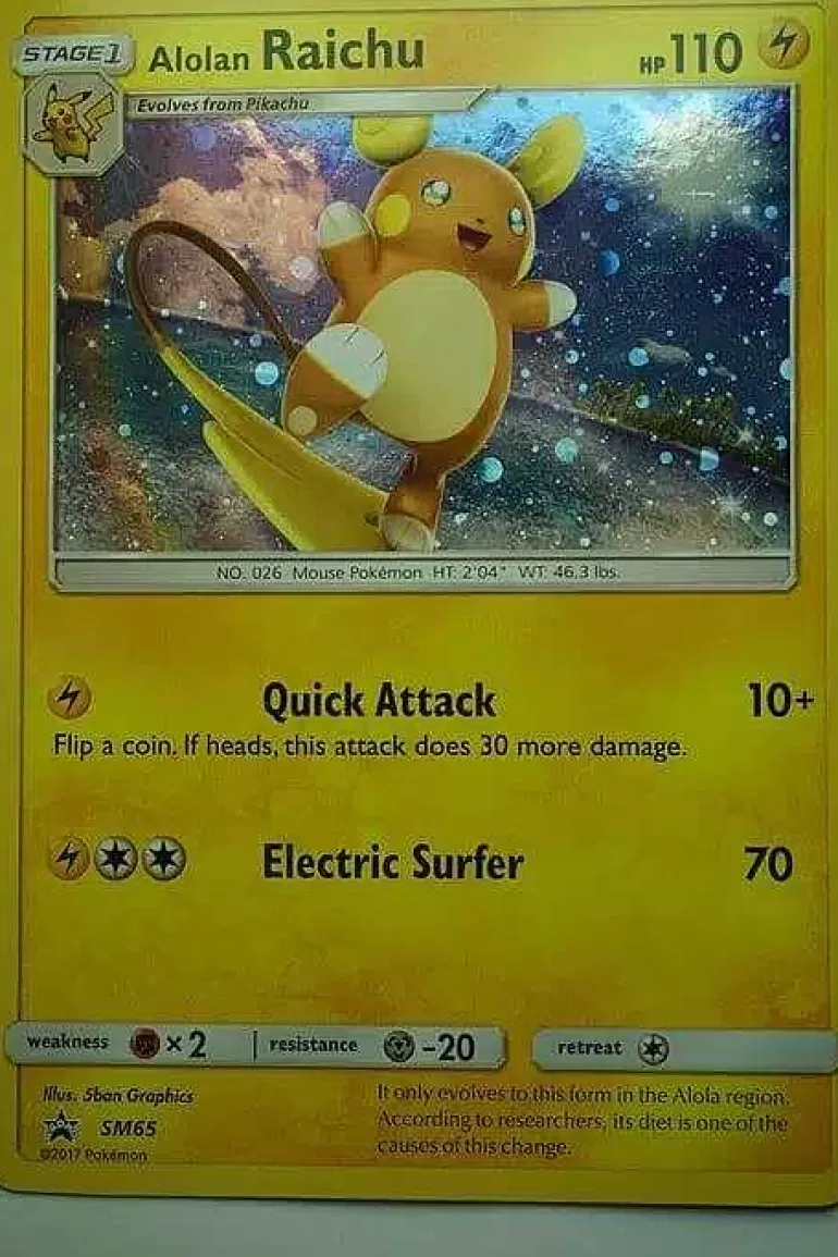 Pocket Monster Pokémon Kort-Alolan Raichu Sm65 Stor