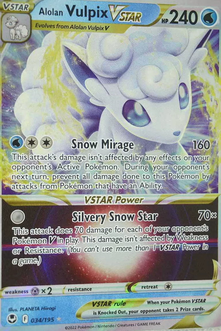 Pocket Monster Pokémon Kort-Alolan Vulpix Vstar 034/195