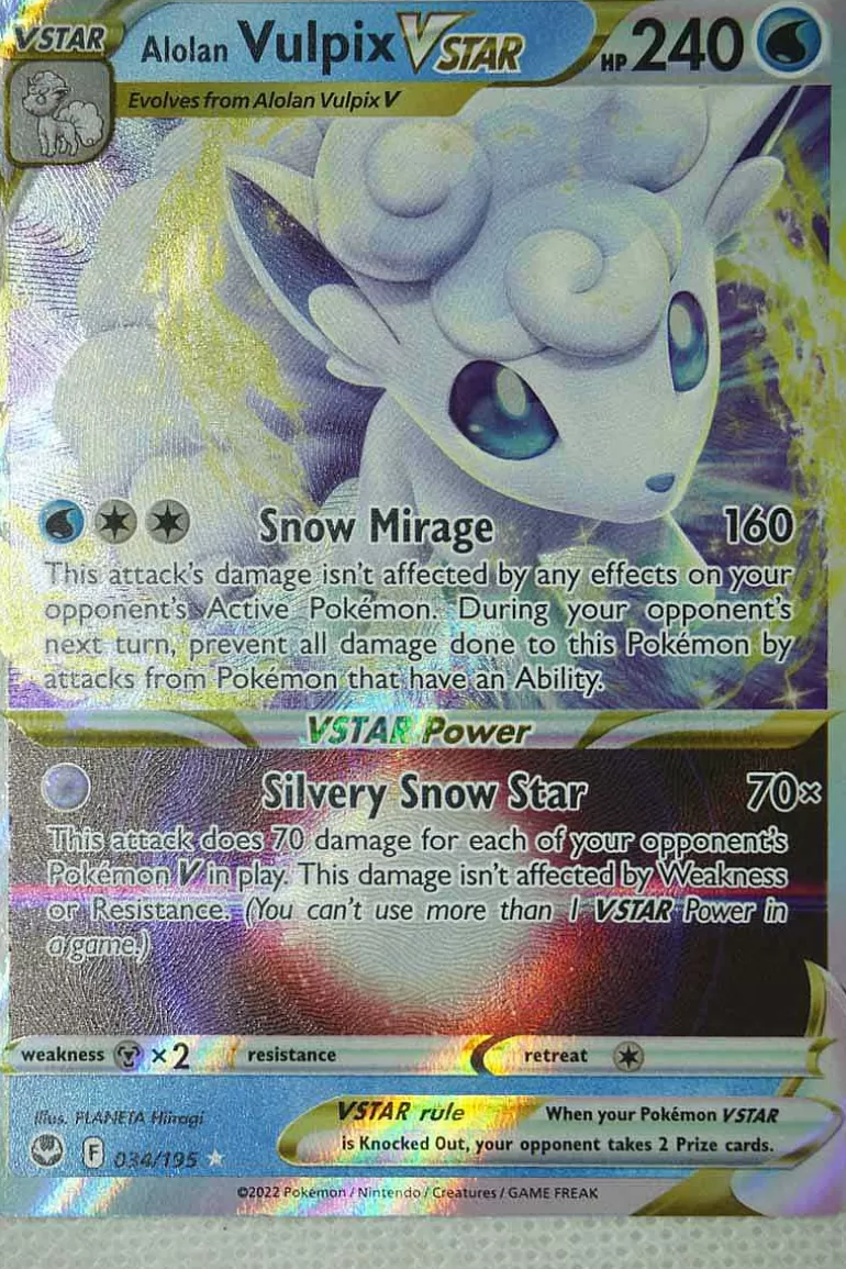 Pocket Monster Pokémon Kort-Alolan Vulpix Vstar 034/195
