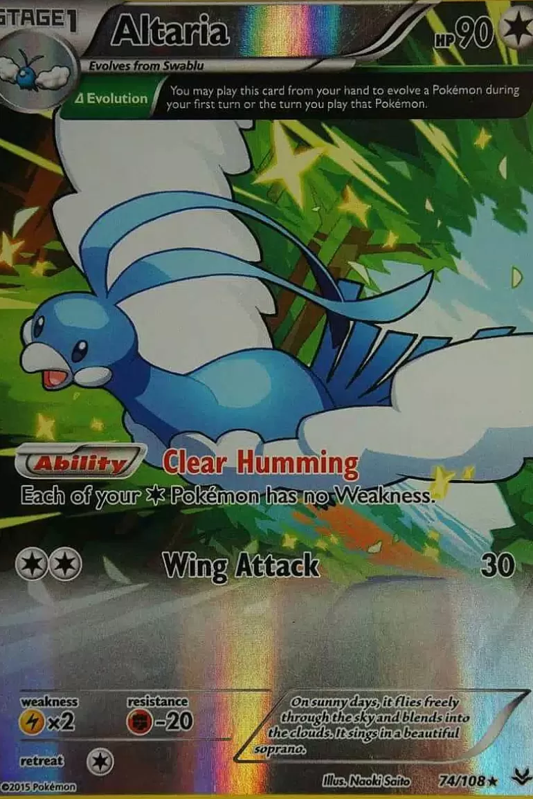 Pocket Monster Pokémon Kort-Altaria 74/108 Full Art