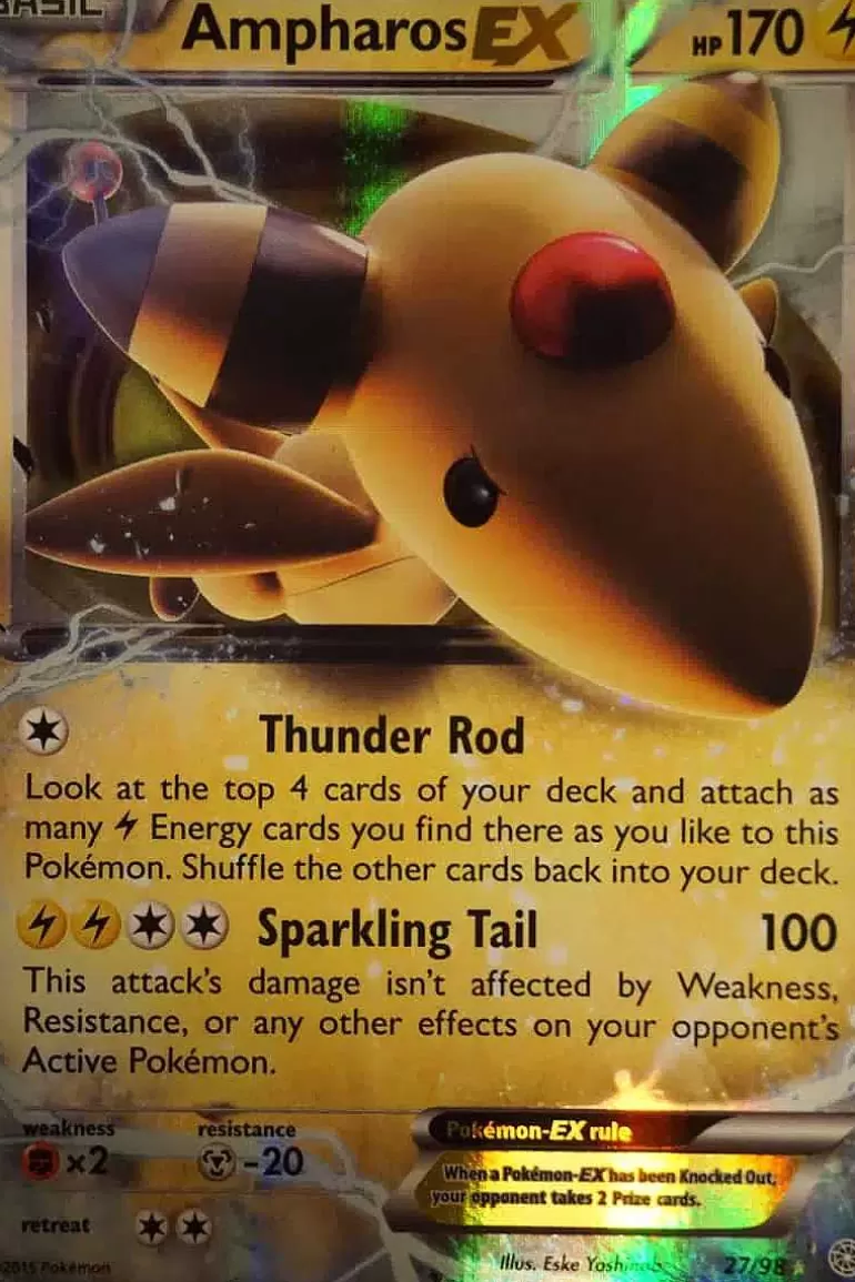 Pocket Monster Pokémon Kort-Ampharos Ex 27/98