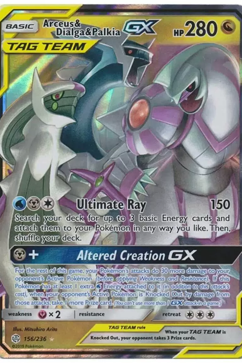 Pocket Monster Pokémon Kort-Arceus & Dialga & Palkia Gx 156/236