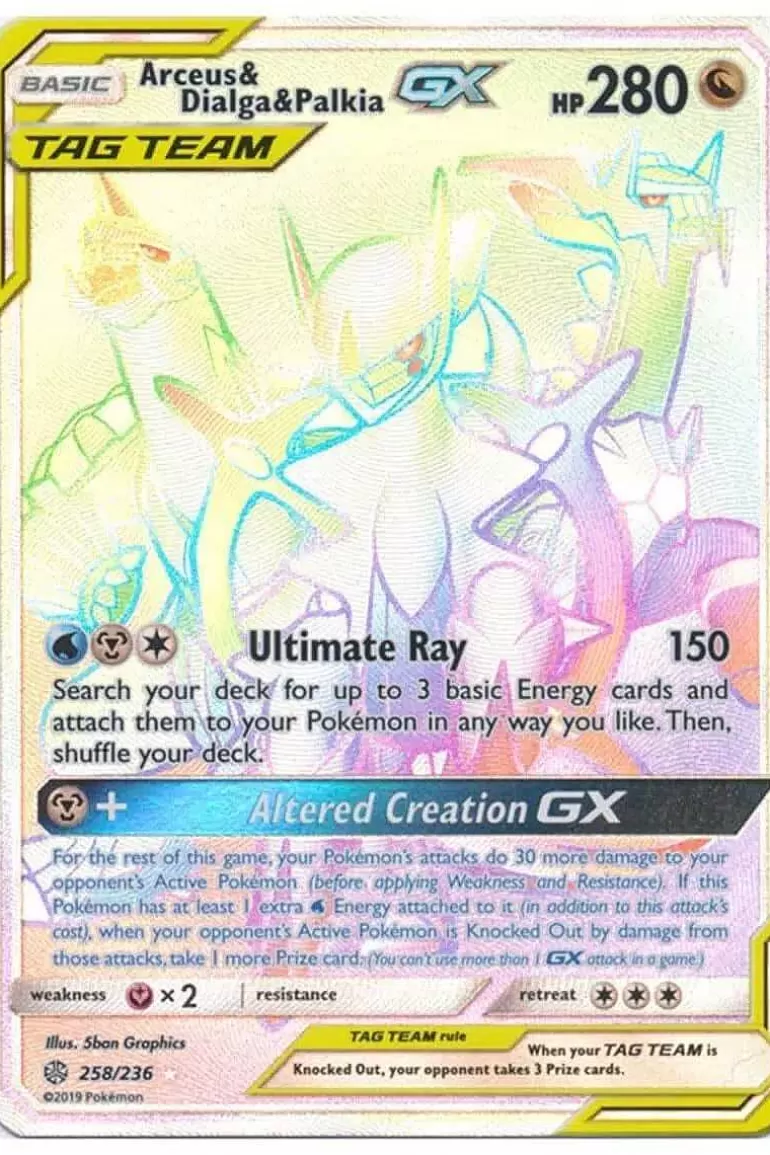 Pocket Monster Pokémon Kort-Arceus & Dialga & Palkia Gx 258/236 Hyper Rare