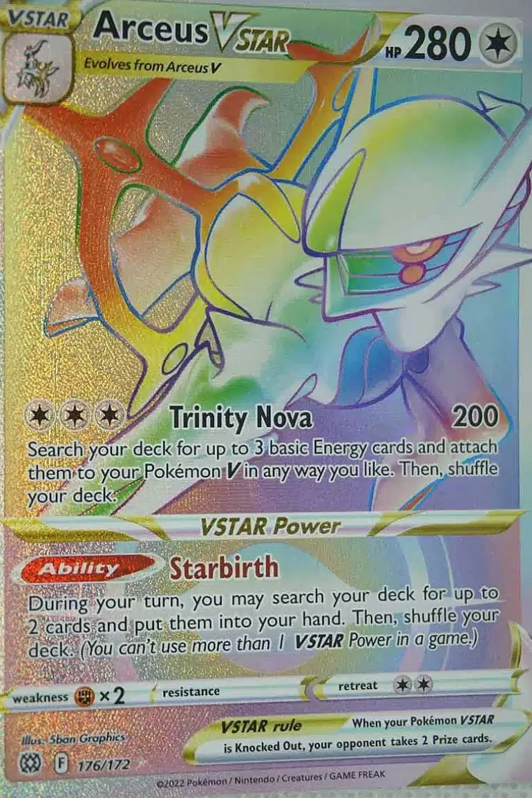 Pocket Monster Pokémon Kort-Arceus Vstar 176/172 Hyper Rare