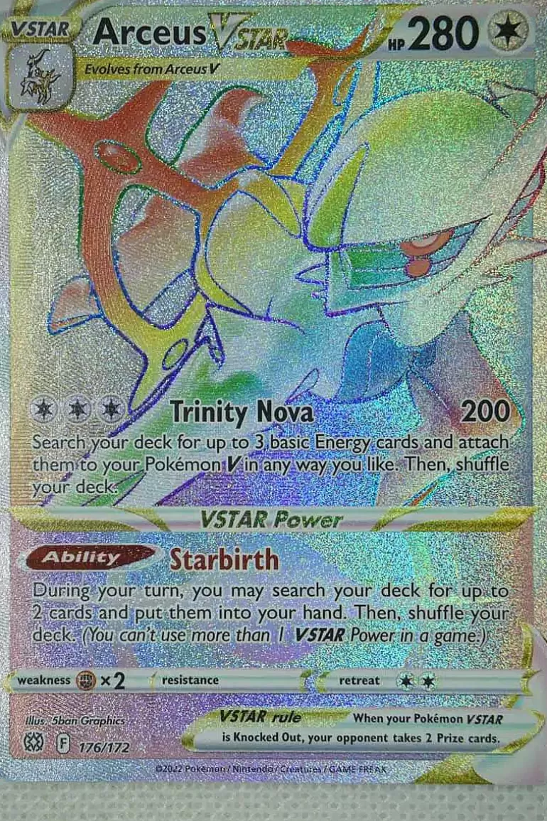 Pocket Monster Pokémon Kort-Arceus Vstar 176/172 Hyper Rare