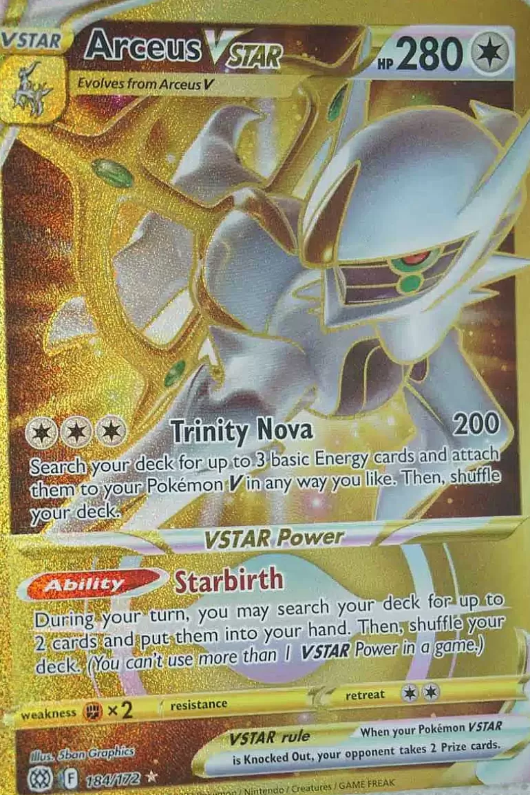 Pocket Monster Pokémon Kort-Arceus Vstar 184/172 Secret Rare