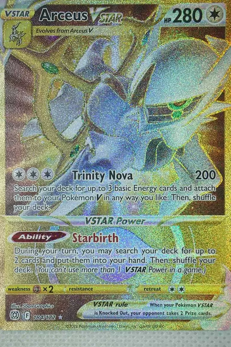 Pocket Monster Pokémon Kort-Arceus Vstar 184/172 Secret Rare