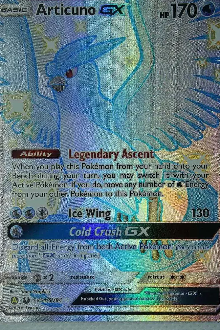 Pocket Monster Pokémon Kort-Articuno Gx Sv54/Sv94 Shiny