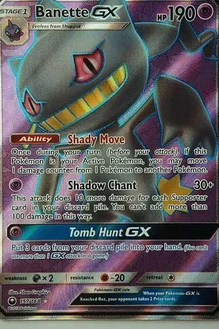 Pocket Monster Pokémon Kort-Banette Gx 157/168 Full Art