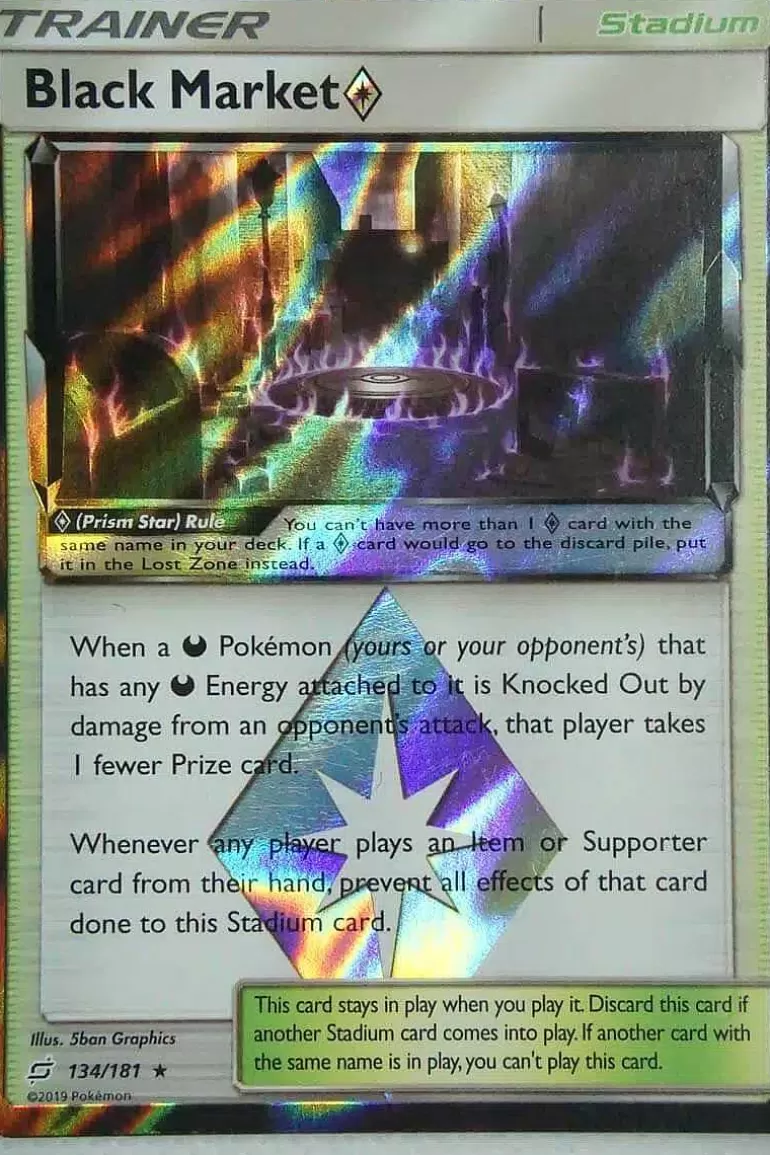 Pocket Monster Pokémon Kort-Black Market Prism Star 134/181 Holo Rare
