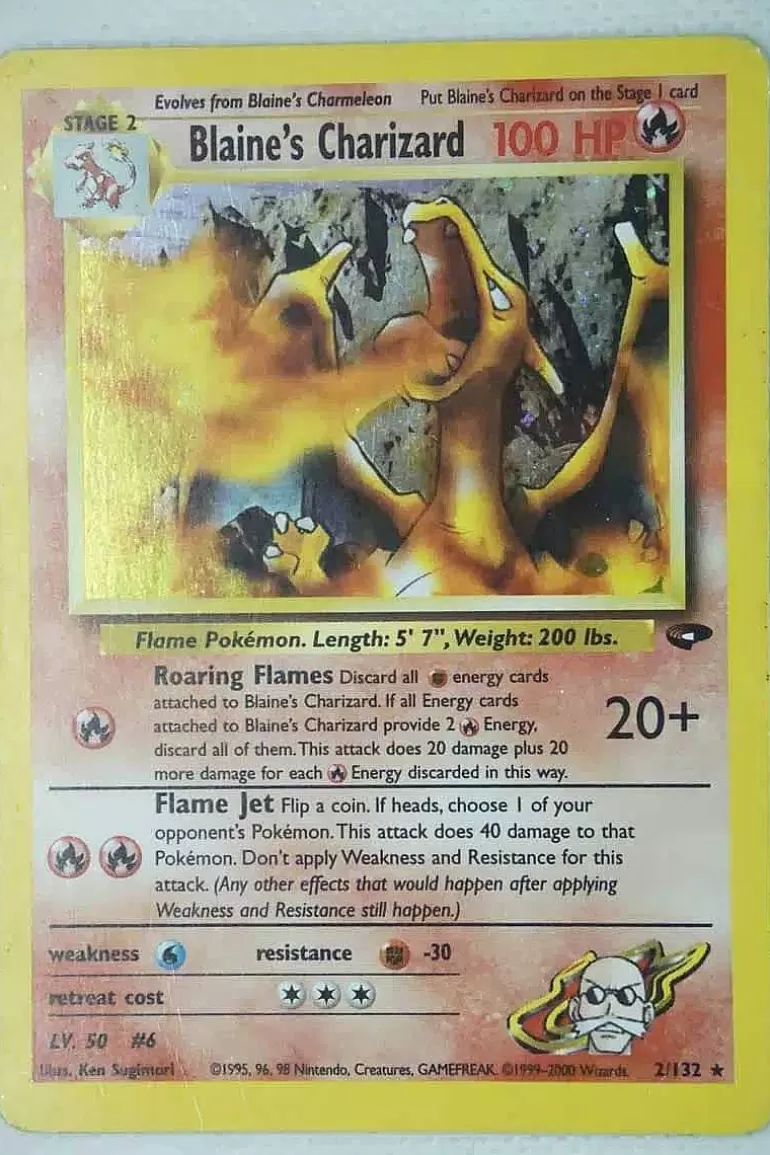 Pocket Monster Pokémon Kort-Blaine'S Charizard 2/132 Holo Rare Brugt