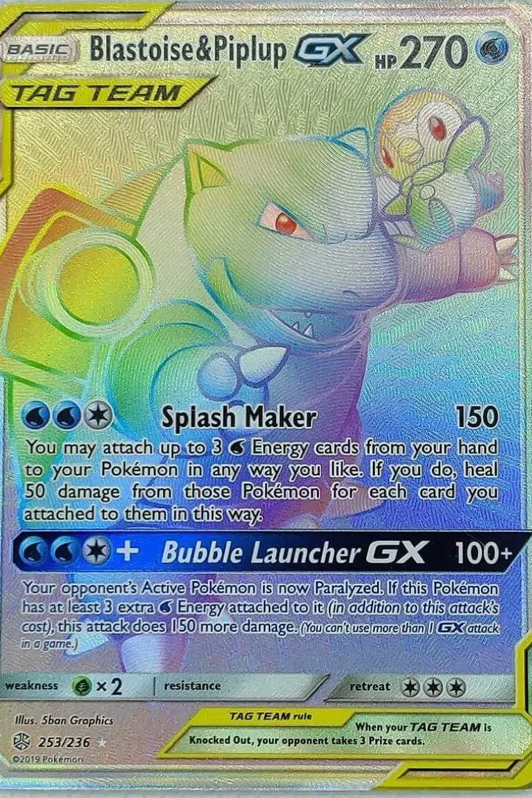 Pocket Monster Pokémon Kort-Blastoise & Piplup Gx 253/236 Hyper Rare