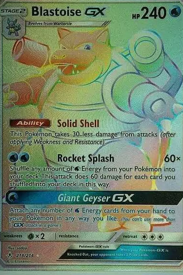 Pocket Monster Pokémon Kort-Blastoise Gx 218/214 Hyper Rare