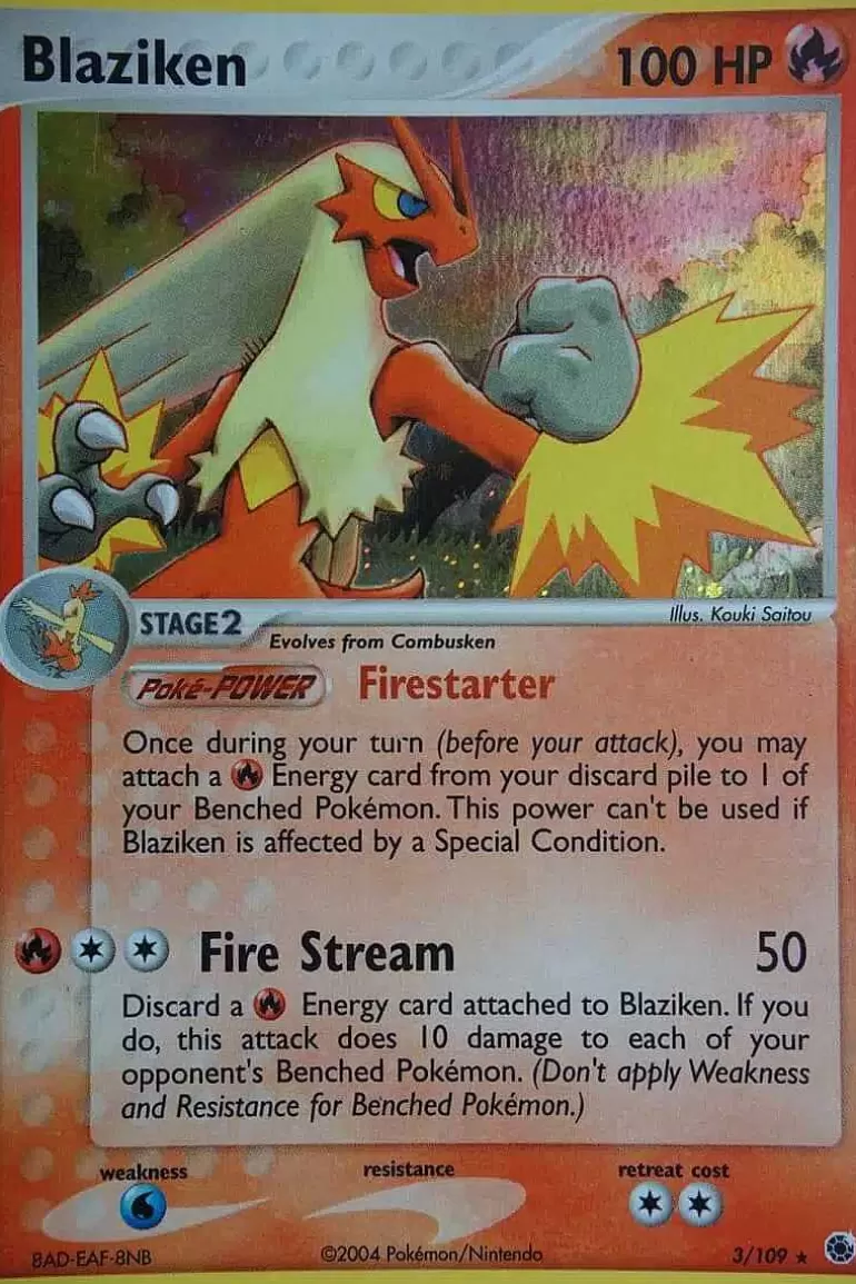 Pocket Monster Pokémon Kort-Blaziken 3/109 Holo Rare