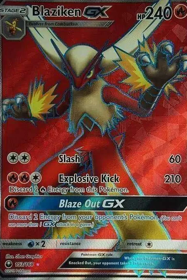 Pocket Monster Pokémon Kort-Blaziken Gx 153/168 Full Art
