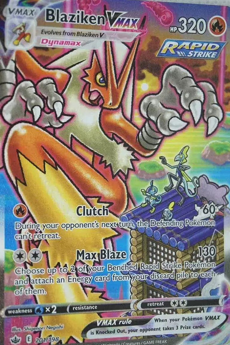 Pocket Monster Pokémon Kort-Blaziken Vmax 201/198 Secret Rare