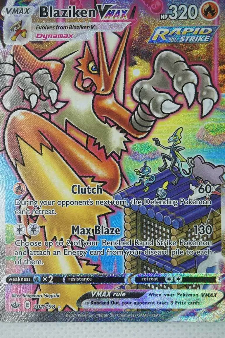 Pocket Monster Pokémon Kort-Blaziken Vmax 201/198 Secret Rare
