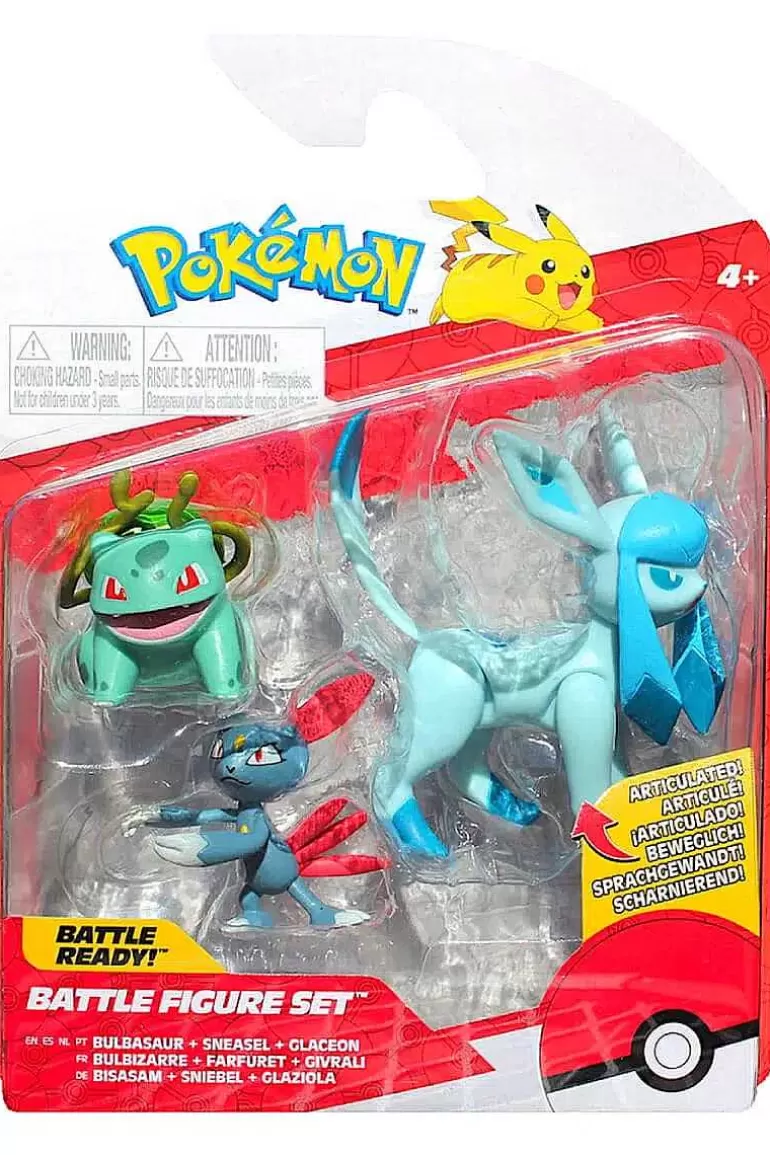 Pocket Monster Pokémon Figurer-Bulbasaur Sneasel Og Glaceon Figurer
