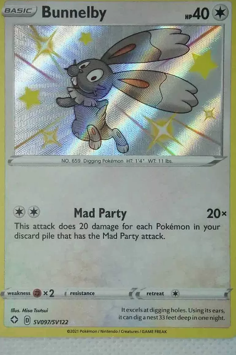Pocket Monster Pokémon Kort-Bunnelby Sv097/Sv122 Shiny Rare