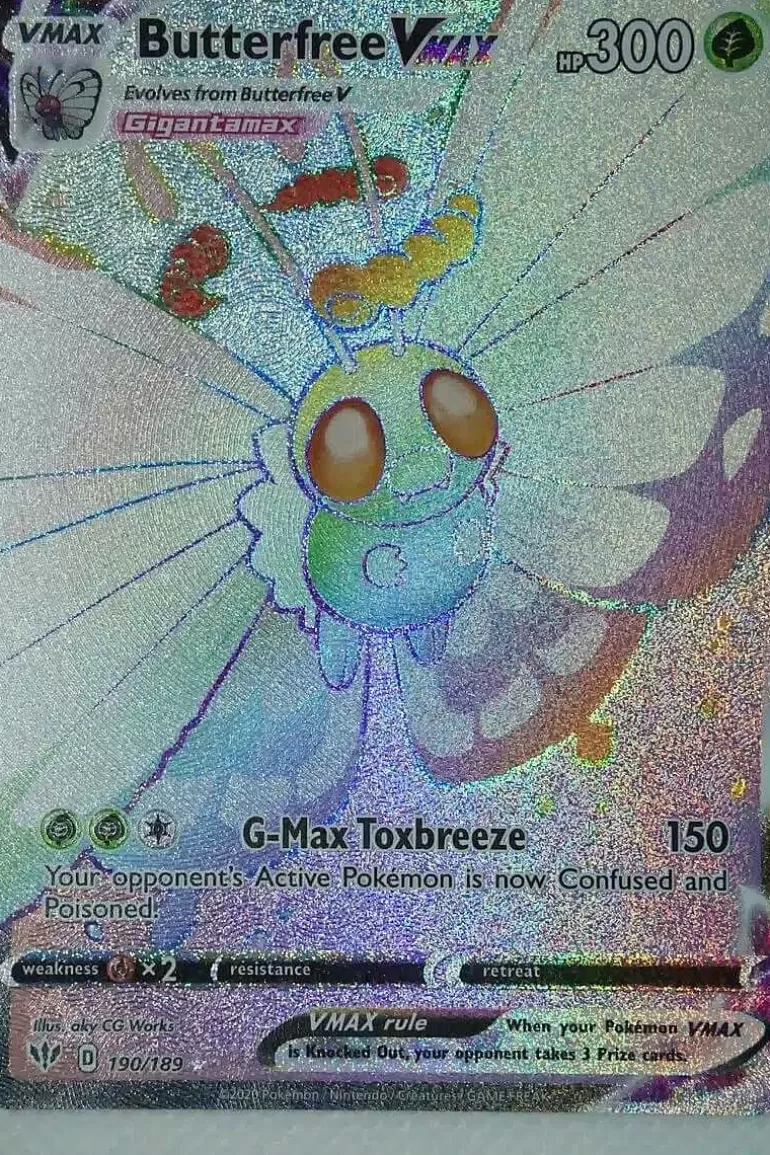 Pocket Monster Pokémon Kort-Butterfree Vmax 190/189 Hyper Rare