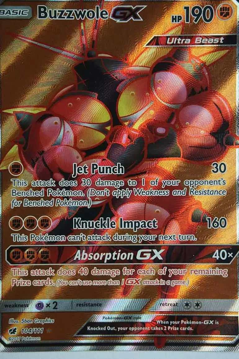Pocket Monster Pokémon Kort-Buzzwole Gx 104/111 Full Art