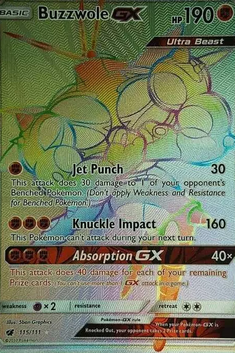 Pocket Monster Pokémon Kort-Buzzwole Gx 115/111 Hyper Rare