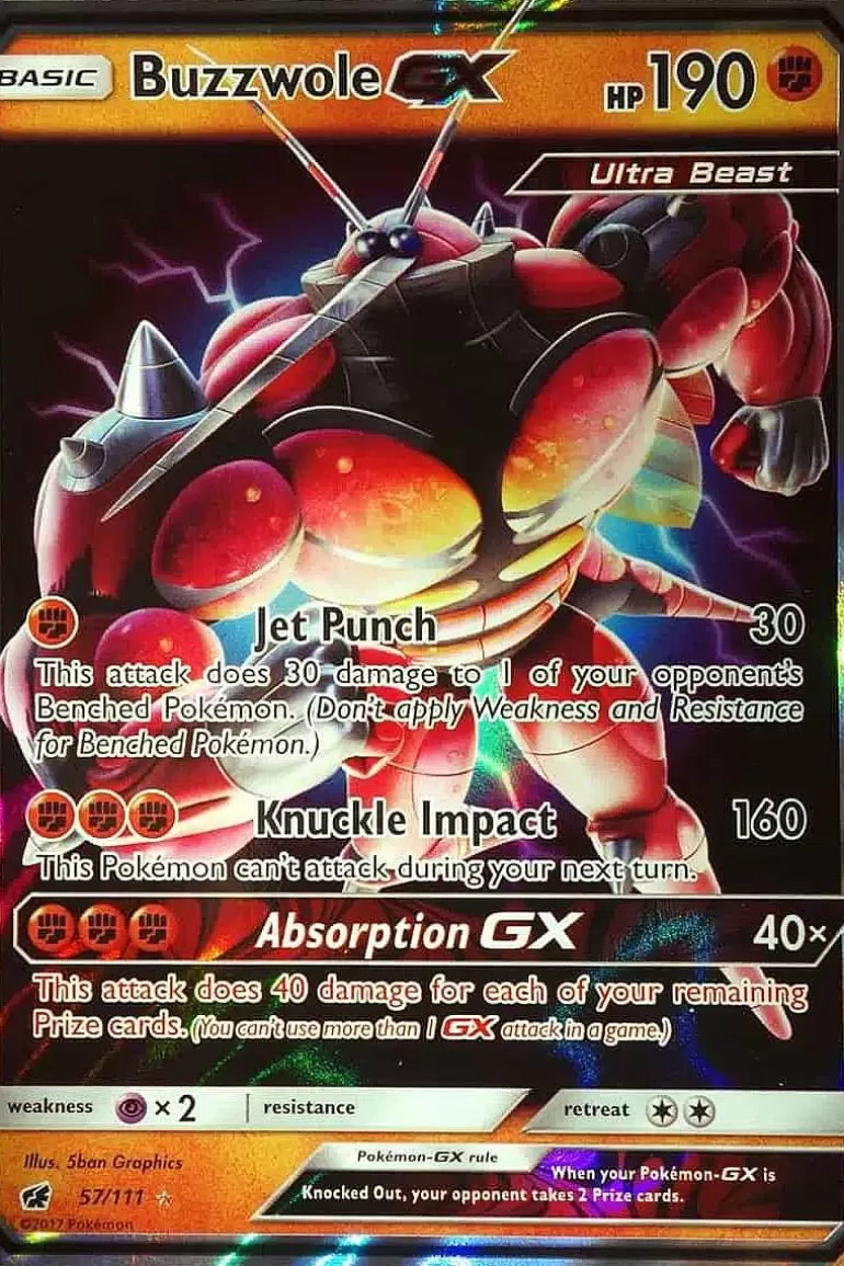 Pocket Monster Pokémon Kort-Buzzwole Gx 57/111