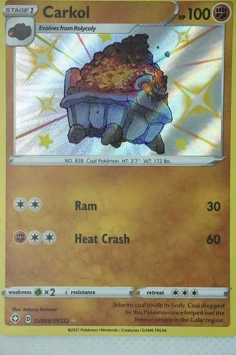 Pocket Monster Pokémon Kort-Carkol Sv68/Sv122 Shiny Rare