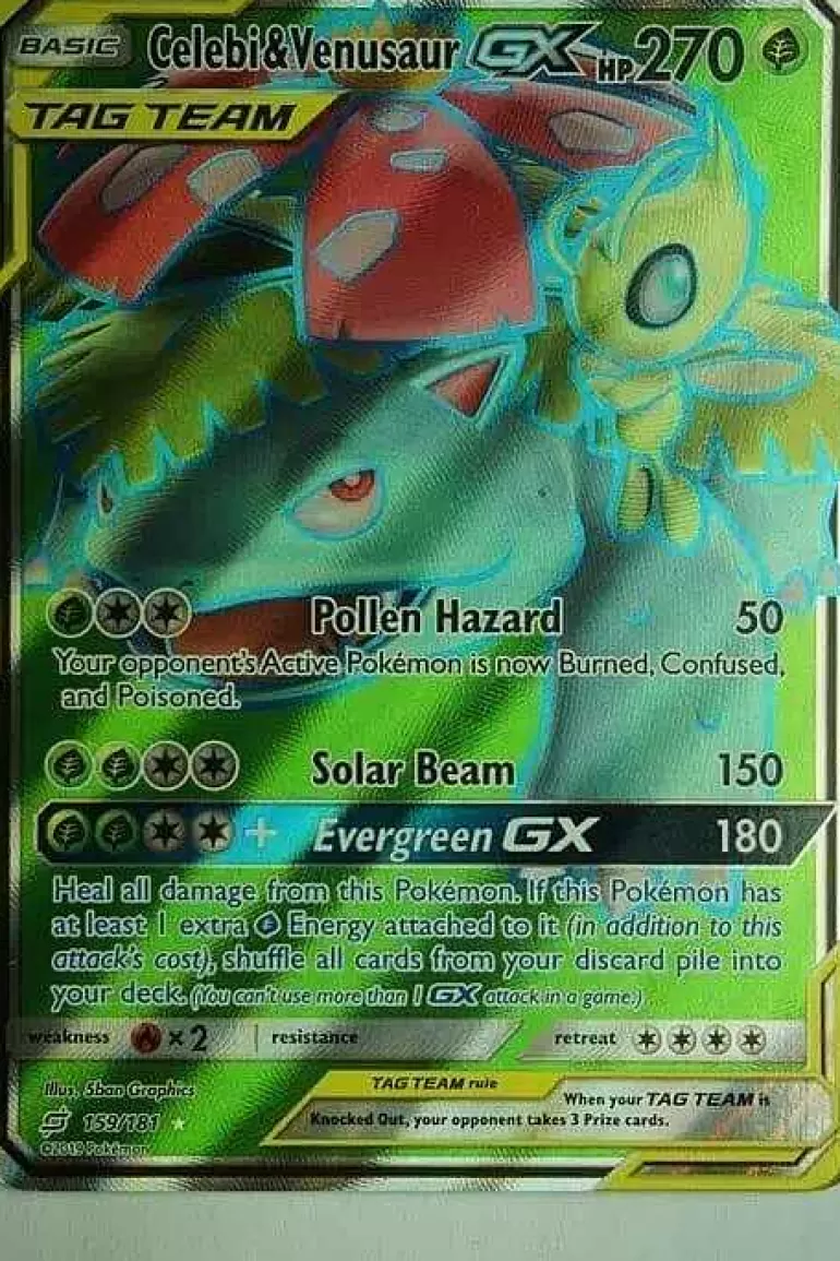 Pocket Monster Pokémon Kort-Celebi & Venusaur Gx 159/181 Full Art