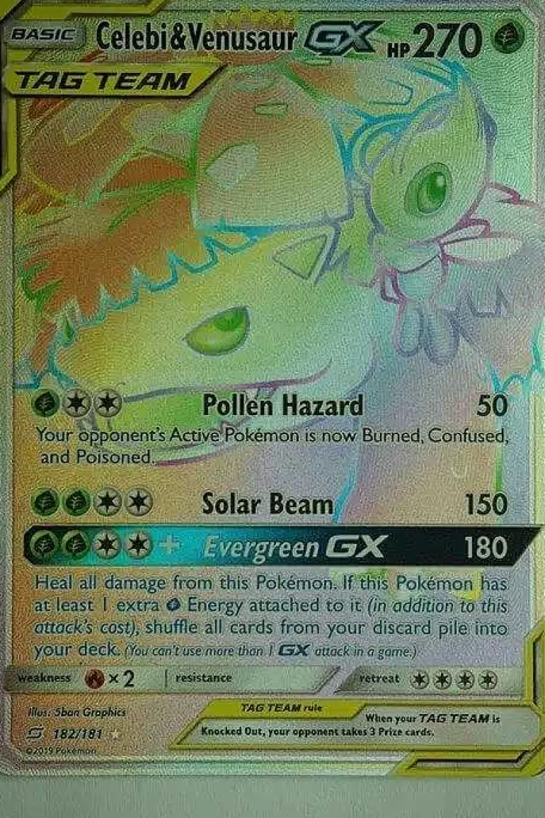 Pocket Monster Pokémon Kort-Celebi & Venusaur Gx 182/181 Hyper Rare