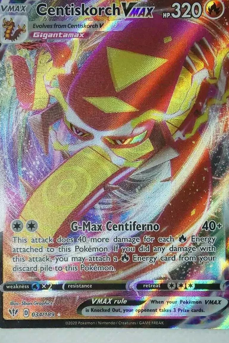 Pocket Monster Pokémon Kort-Centiskorch Vmax 034/189