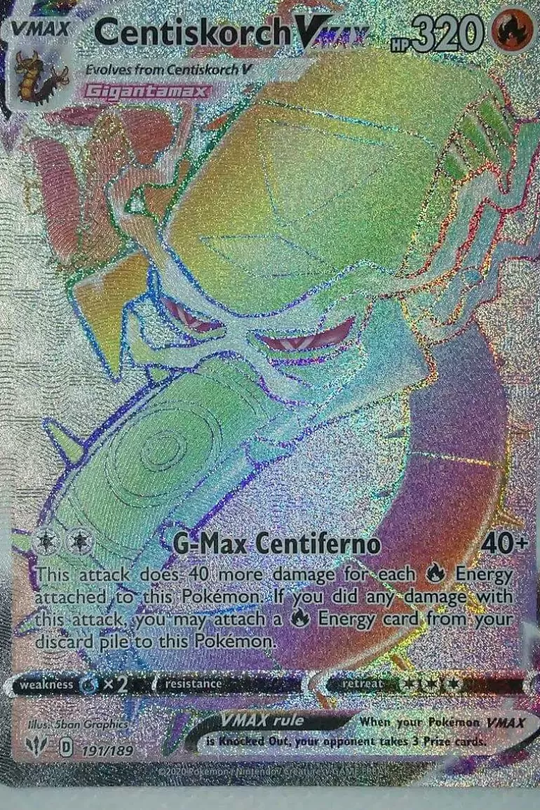 Pocket Monster Pokémon Kort-Centiskorch Vmax 191/189 Hyper Rare