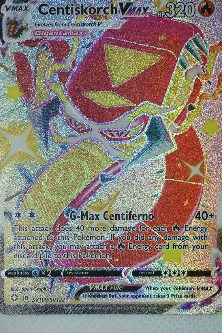 Pocket Monster Pokémon Kort-Centiskorch Vmax Sv109/Sv122 Shiny Rare