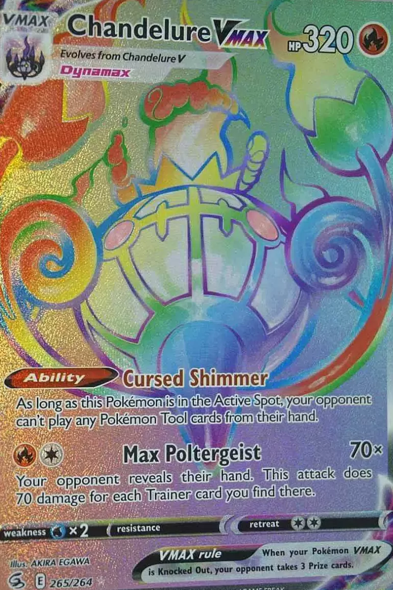 Pocket Monster Pokémon Kort-Chandelure Vmax 265/264 Hyper Rare