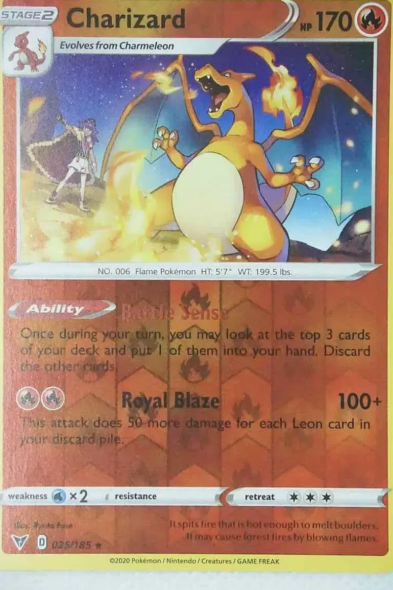 Pocket Monster Pokémon Kort-Charizard 025/185 Rare Reverse Holo