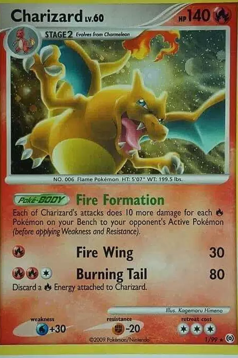 Pocket Monster Pokémon Kort-Charizard 1/99 Holo Rare