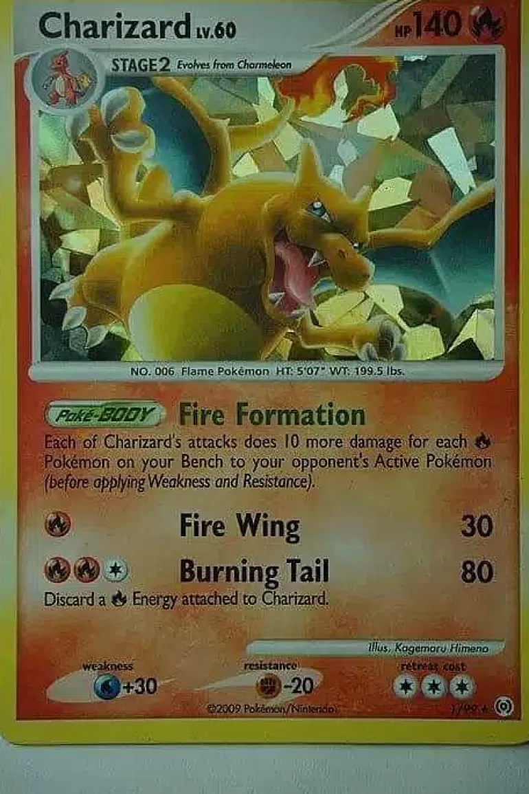 Pocket Monster Pokémon Kort-Charizard 1/99 Shattered Holo Rare