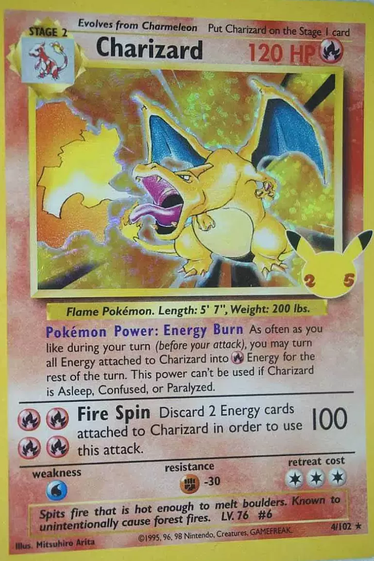 Pocket Monster Pokémon Kort-Charizard 4/102 Holo Rare Classic Collection