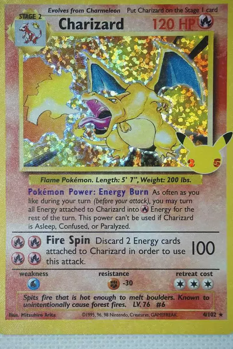 Pocket Monster Pokémon Kort-Charizard 4/102 Holo Rare Classic Collection