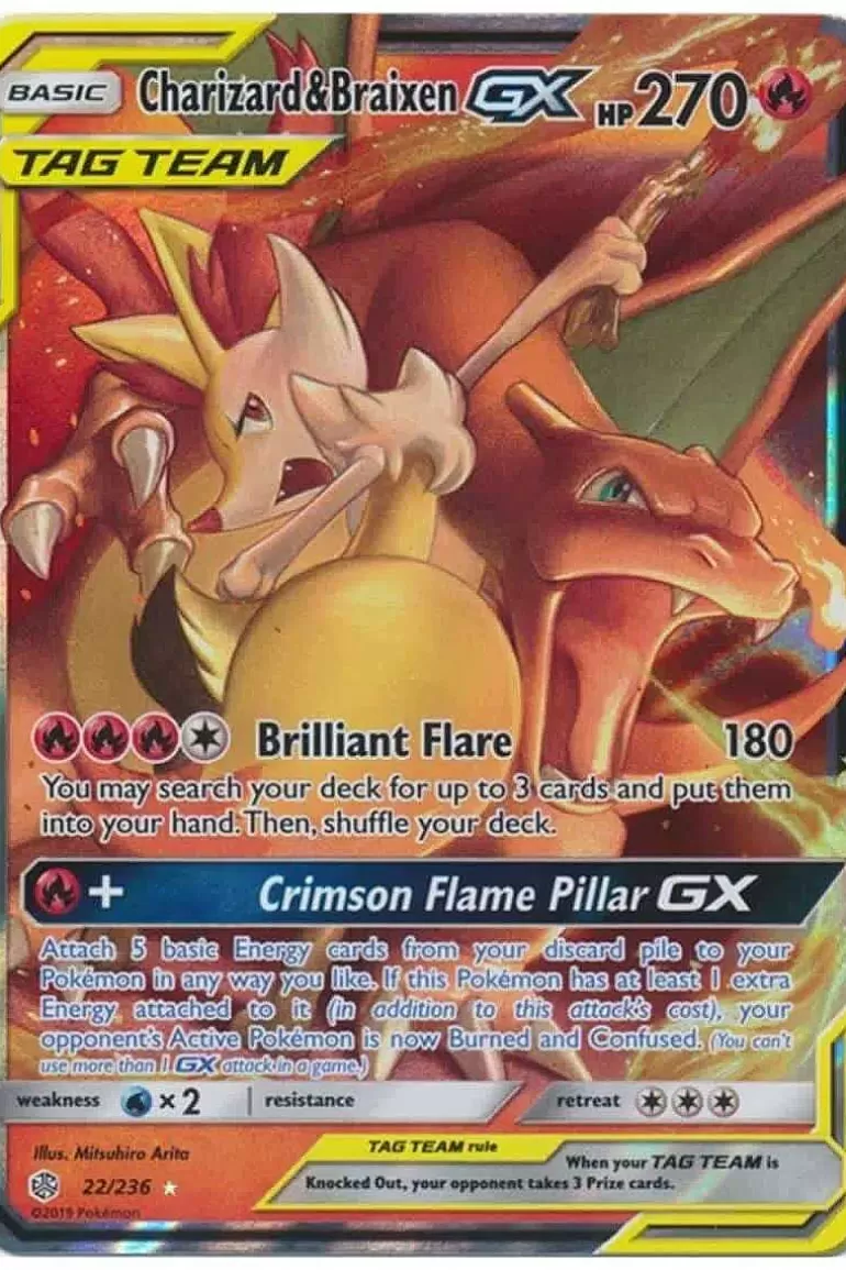 Pocket Monster Pokémon Kort-Charizard & Braixen Gx 22/236