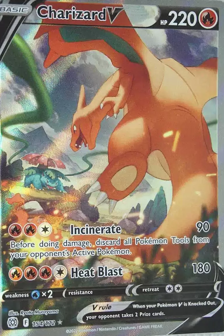 Pocket Monster Pokémon Kort-Charizard V 154/172 Alternate Art
