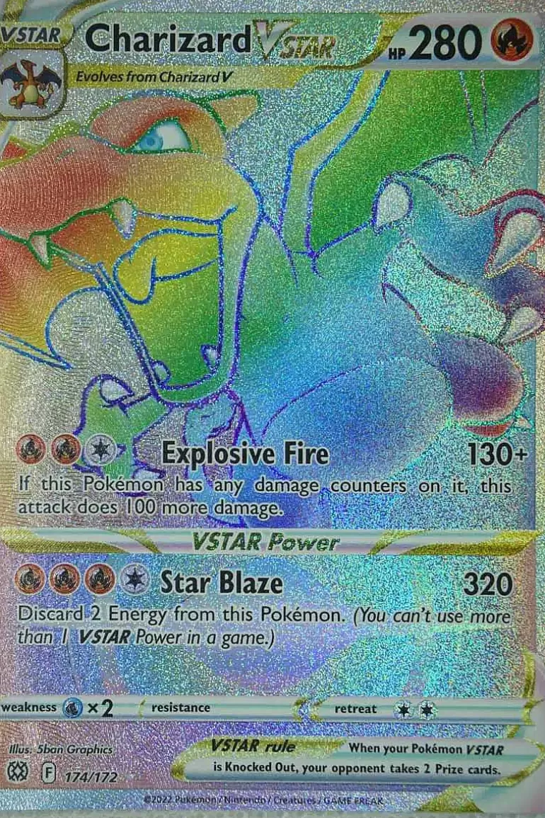 Pocket Monster Pokémon Kort-Charizard Vstar 174/172 Hyper Rare