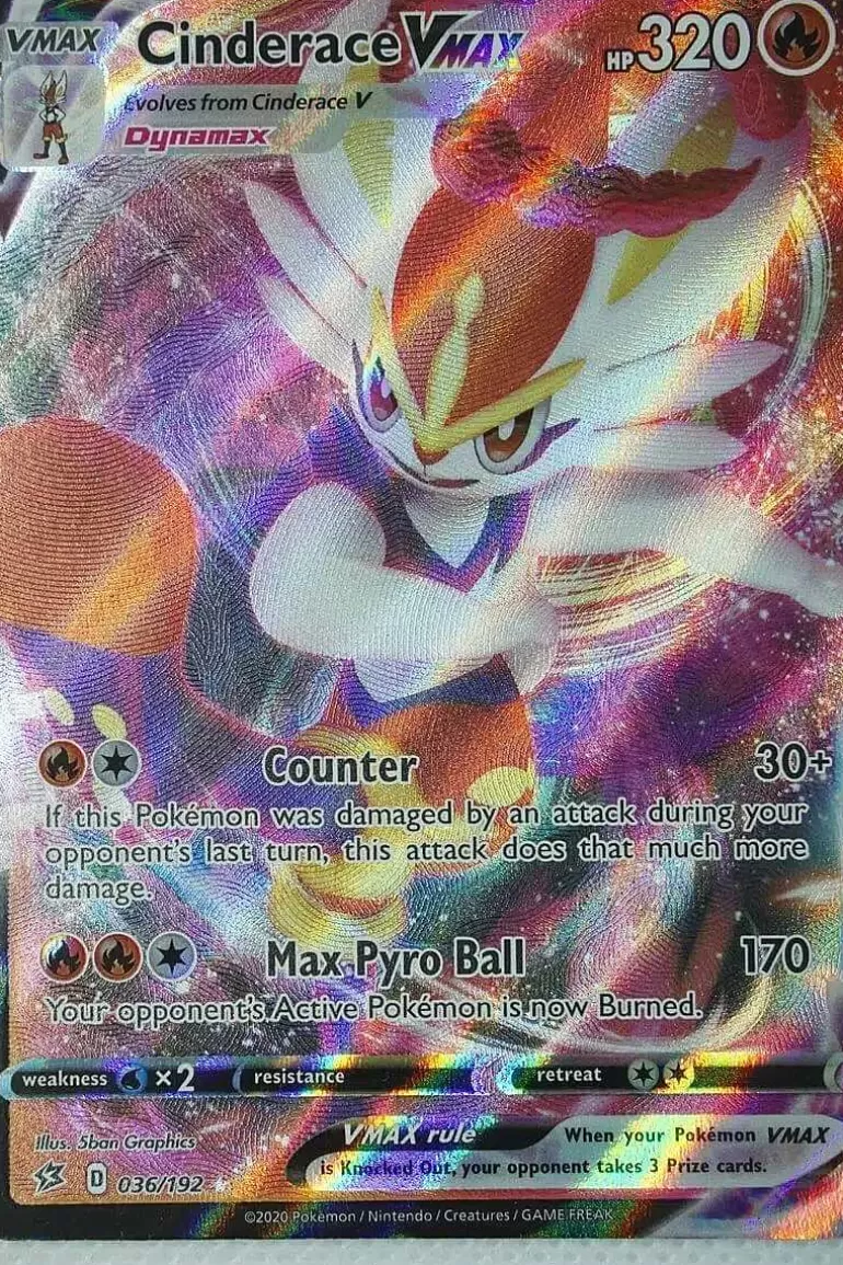 Pocket Monster Pokémon Kort-Cinderace Vmax 36/192